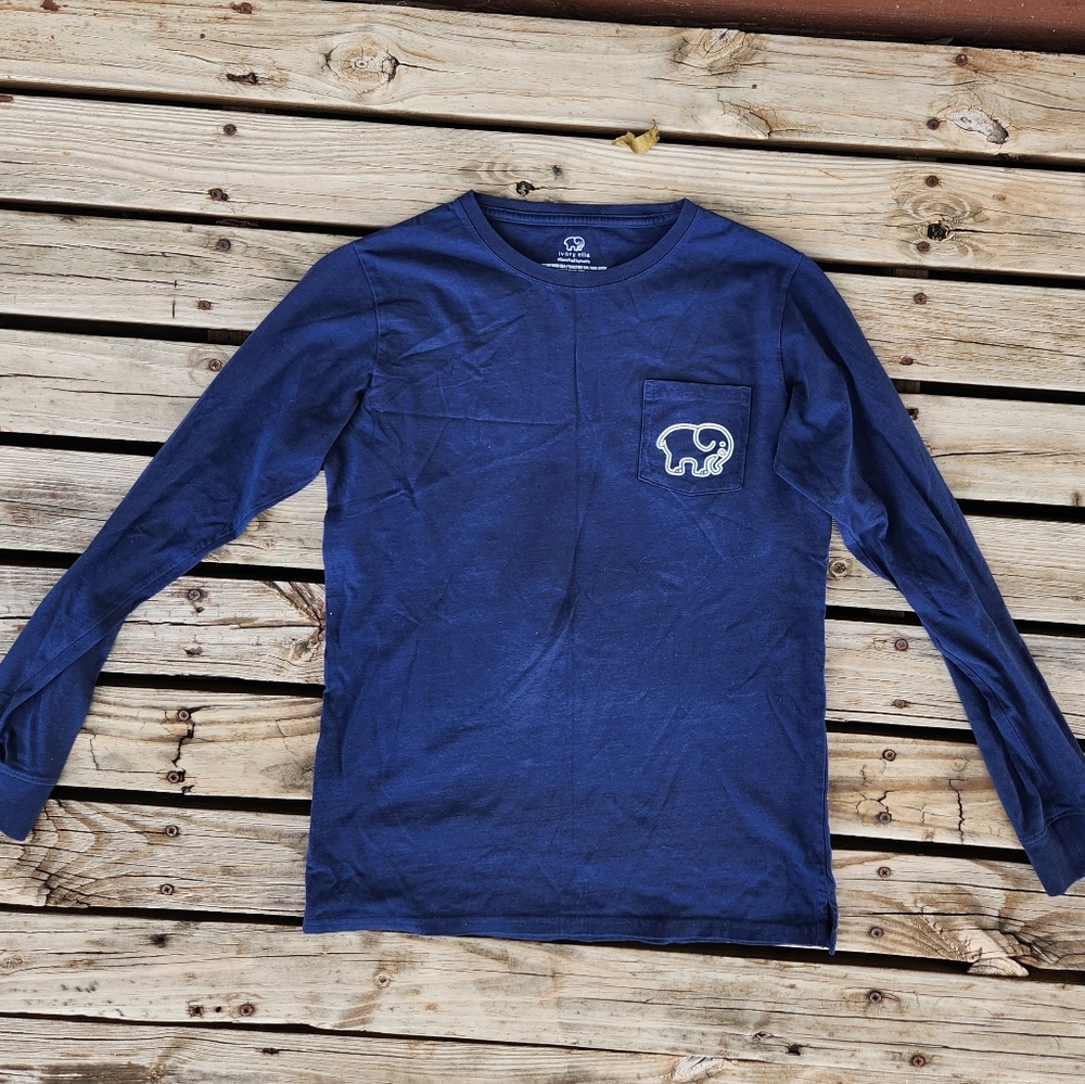 Ivory Ella Elephant XS Scorpio Navy Blue Long Sleeve Shirt Top Comfy Casual